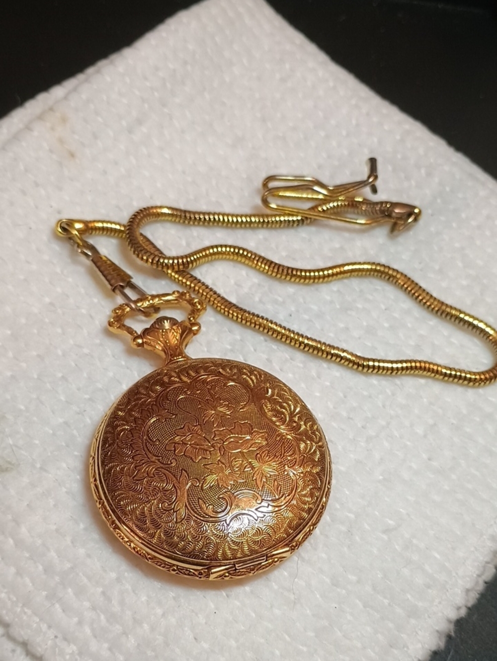 Vintage Timex Gold Tone Full Hunter Pocket Watch with Chain